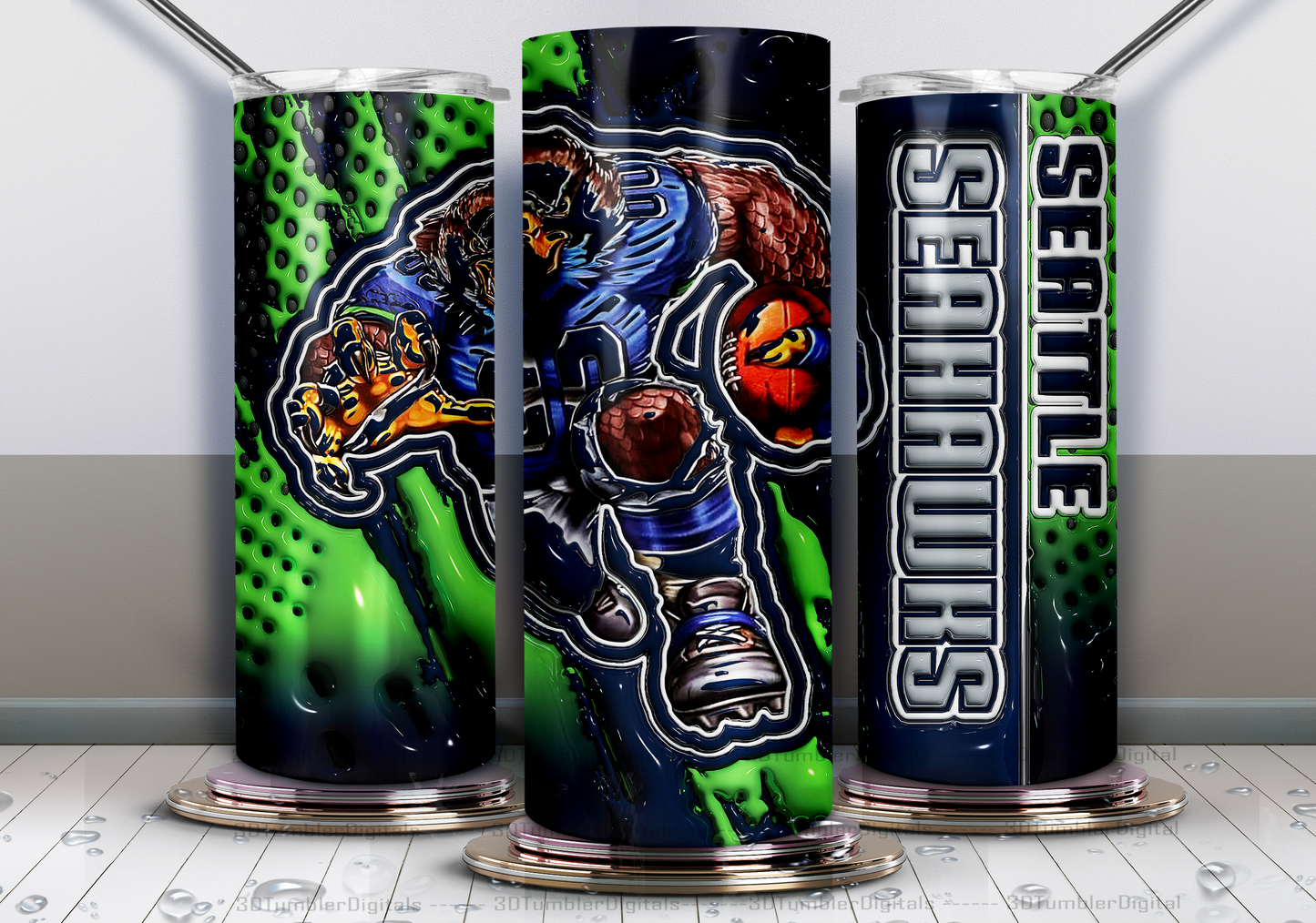 Seahawks Tumbler Wrap , 3D Nfl Tumbler Wrap, Nfl Mascot Tumbler  08
