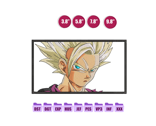 Gohan Anime Embroidery Design, Anime Machine Embroidery Design 80