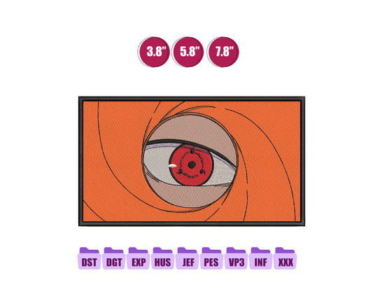 Obito Orange Mask Anime Embroidery Design, Anime Machine Embroidery Design 83