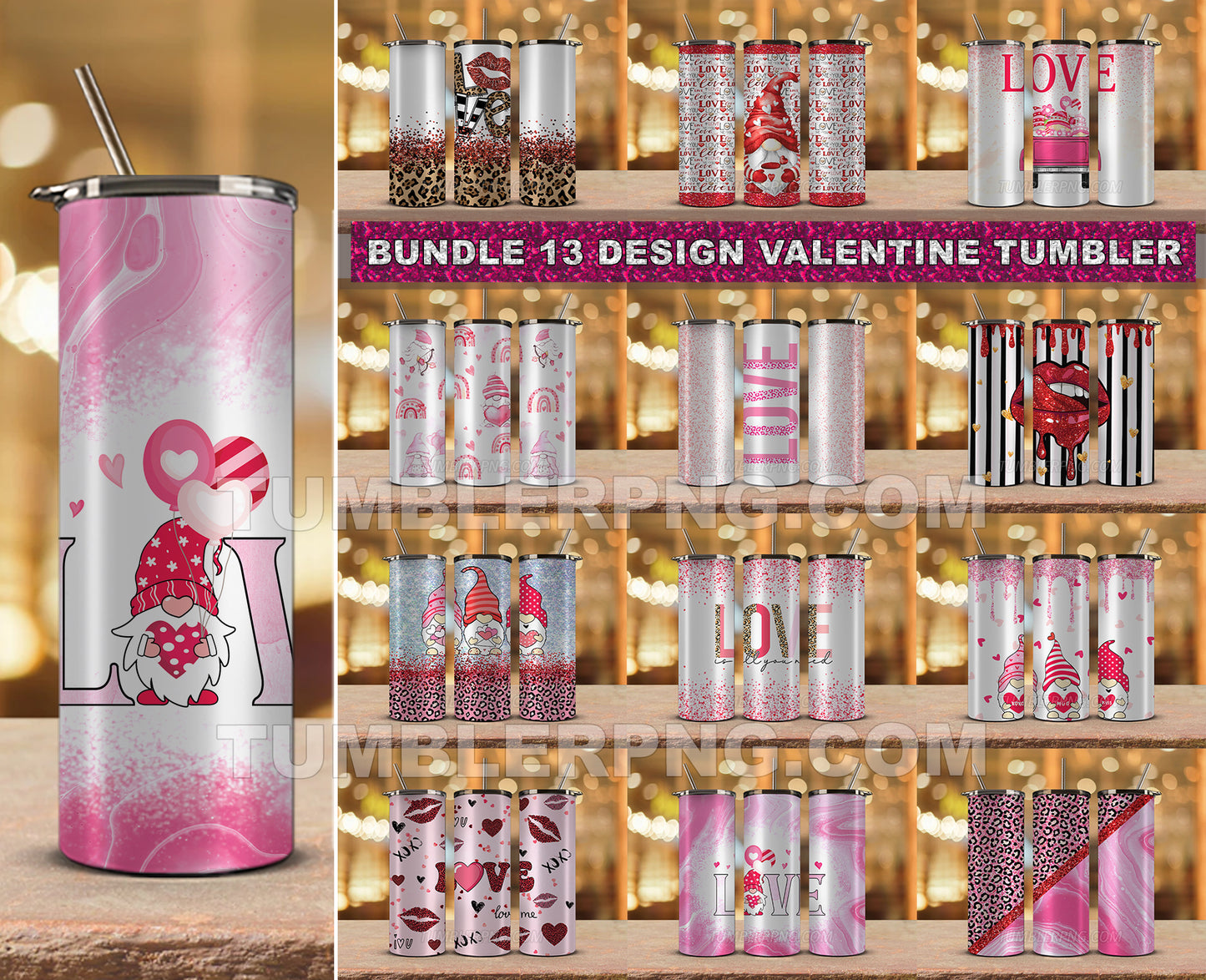 Bundle 13 Design Tumbler Wrap Valentine ,Valentine Tumbler 84