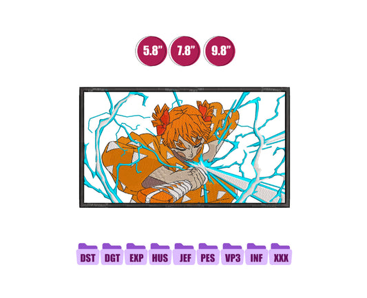 Zenitsu Anime Embroidery Design, Anime Machine Embroidery Design 88
