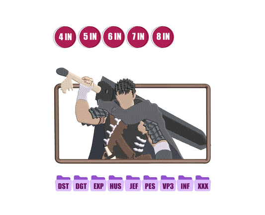 Berserk Anime Embroidery Design, Anime Machine Embroidery Design 89