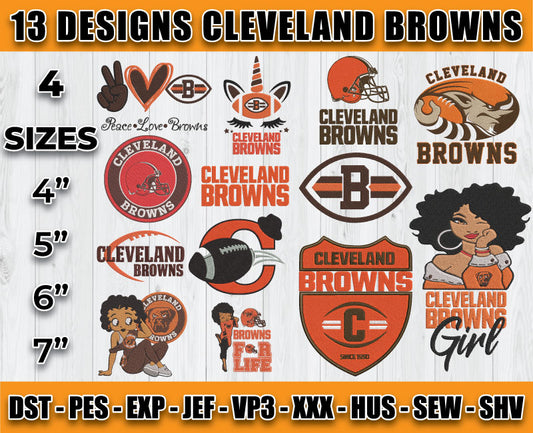 Cleveland Browns Football Logo Embroidery Bundle, Bundle NFL Logo Embroidery