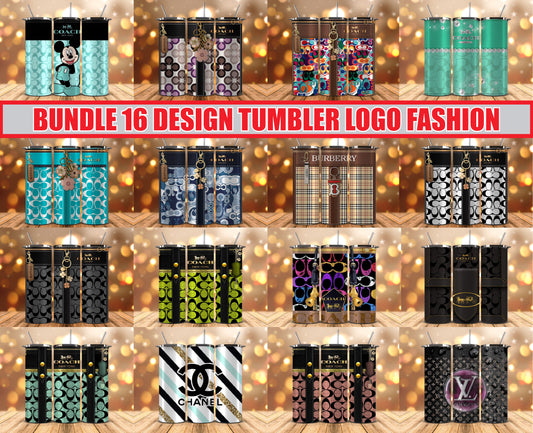 Bundle Logo Fashion Luxury Tumbler Wrap, Full Tumbler Wrap, Tumblers Designs Skinny Straight & Tapered Png 08