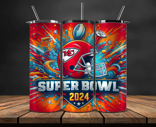 Kansas City Chiefs Vs San Francisco 49ers Super Bowl Tumbler Png, Super Bowl 2024 Tumbler Wrap 92