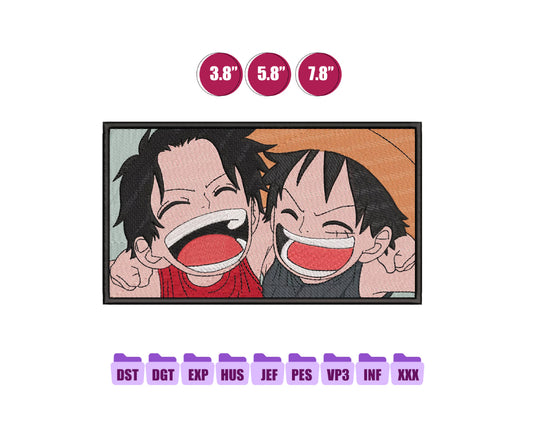 Luffy Ace Anime Embroidery Design, Anime Machine Embroidery Design 94