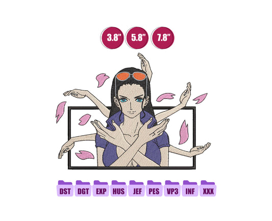 Nico Robin Anime Embroidery Design, Anime Machine Embroidery Design 95