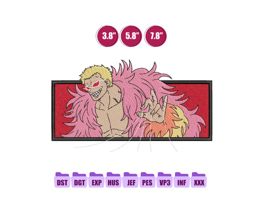 Doflamingo Anime Embroidery Design, Anime Machine Embroidery Design 97