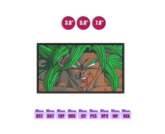 Broly Anime Embroidery Design, Anime Machine Embroidery Design 98