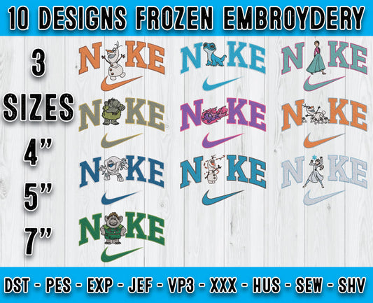 10 Design Frozen Embroidery, Bundle Cartoon Embroidery