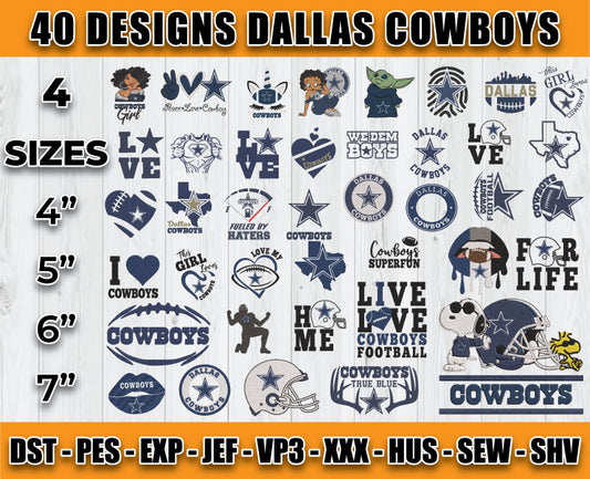 Dallas Cowboys Football Logo Embroidery Bundle, Bundle NFL Logo Embroidery