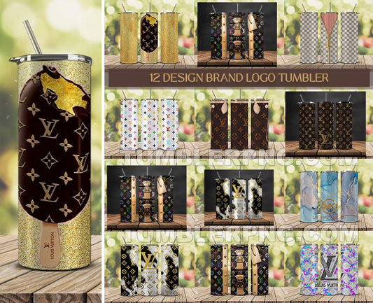 Tumbler Wraps 20 oz, Fashion Luxury Logo Tumbler Wrap Png Bundle, Logo Brand Tumbler , 20oz Skinny , Tumbler Wrap Bundle Designs 02 Tumblerpng