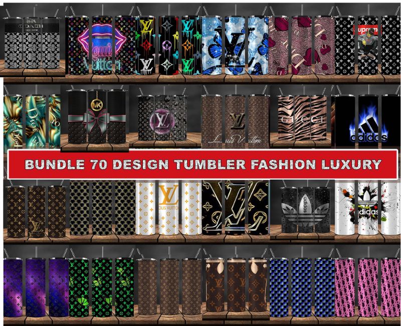 Tumbler Wraps 20 oz, Fashion Luxury Logo Tumbler Wrap Png Bundle, Logo Brand Tumbler ,20oz Skinny , Tumbler Wrap Bundle Designs 23