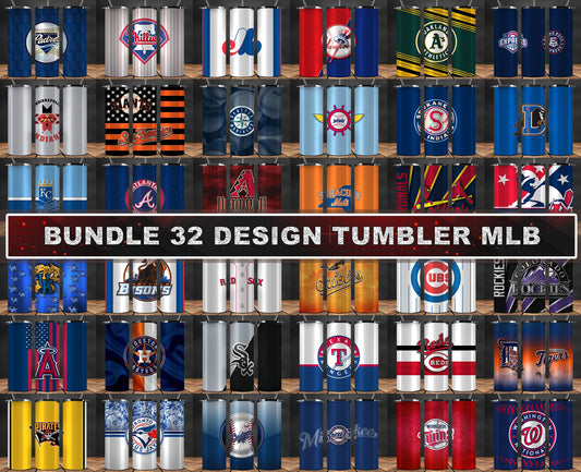 Bundle 32 Team Baseball Tumbler Wrap Design,Baseball Sports Tumbler , Baseball Tumbler Wrap 01