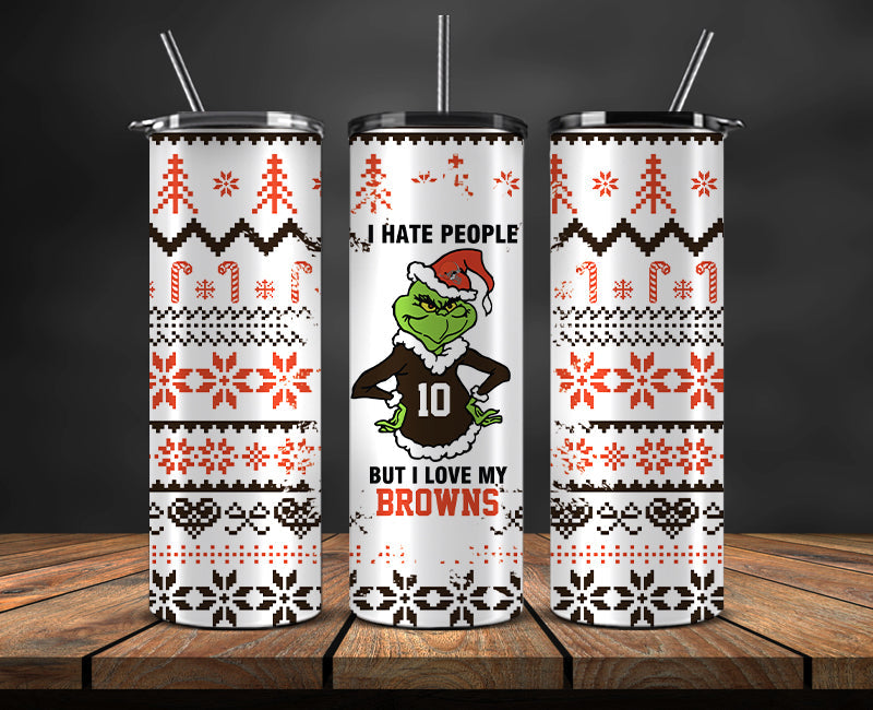 Cleveland Browns Christmas Tumbler Png,NFL Merry Christmas Png, NFL Christmas Tumbler Wrap 102