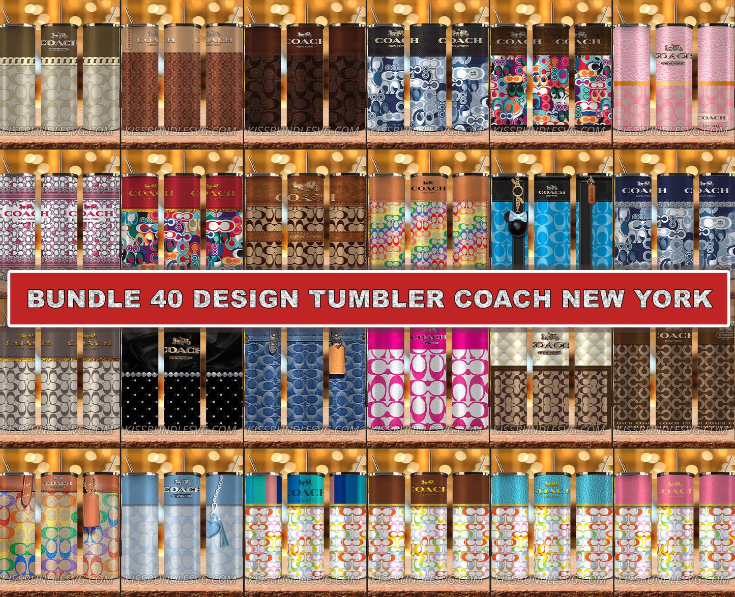 Bundle 40 Design Tumbler Fashion Coach,Luxury Designer Tumbler,Skinny Tumbler 20oz ,Luxury Fashion 20oz Tumbler Wrap,Tumbler Logo Brand 109