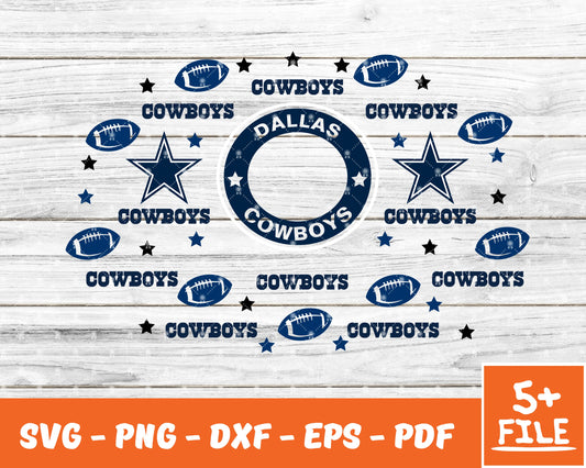 Dallas Cowboys Full Wrap Template Svg, Cup Wrap Coffee 10