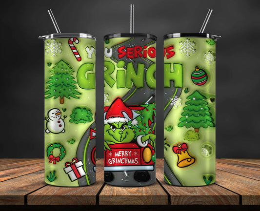 Christmas 20oz Tumbler Wrap PNG, Christmas 3D Inflated Puffy Png 110