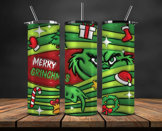 Christmas 20oz Tumbler Wrap PNG, Christmas 3D Inflated Puffy Png 113