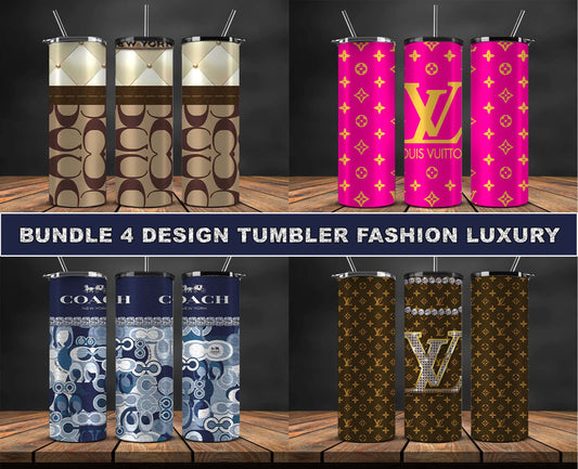 4 Design Brand Logo Fashion Tumbler Designs Bundle 2023 , Tumbler Logo Brand 127