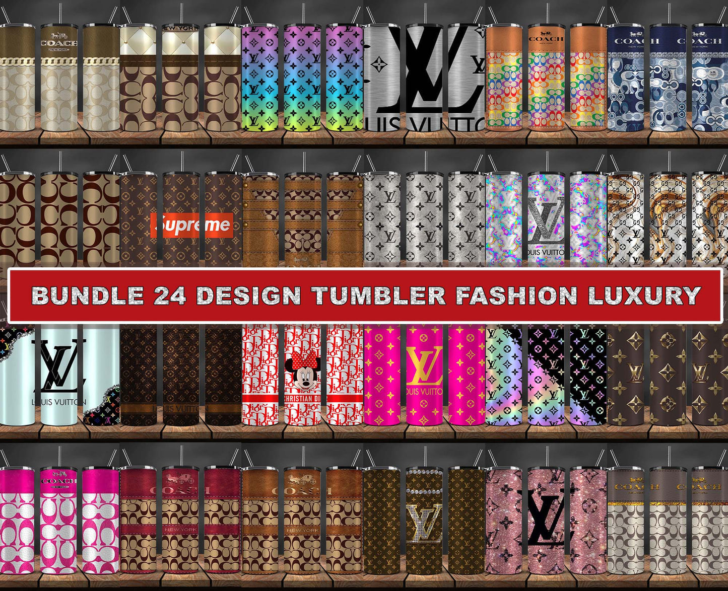 24 Design Brand Logo Fashion Tumbler Designs Bundle 2023 , Tumbler Logo Brand 122