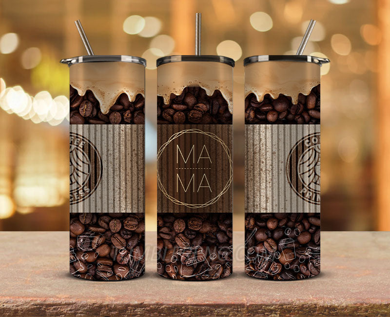 Coffee 20 oz Skinny Tumbler Sublimation Png, Coffee Tumbler Wrap 11