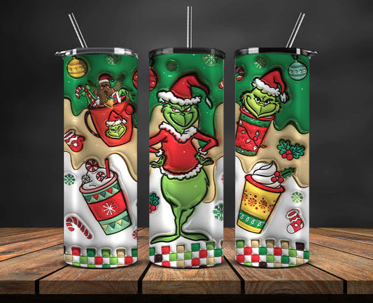 Christmas 20oz Tumbler Wrap PNG, Christmas 3D Inflated Puffy Png 121