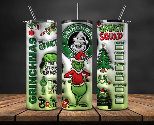Christmas 20oz Tumbler Wrap PNG, Christmas 3D Inflated Puffy Png 122