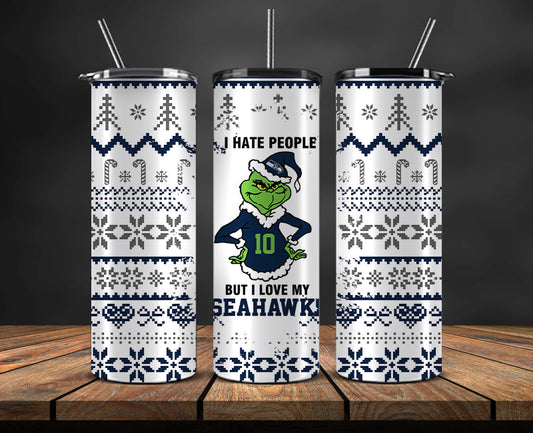 Seattle Seahawks Christmas Tumbler Png,NFL Merry Christmas Png, NFL Christmas Tumbler Wrap 124