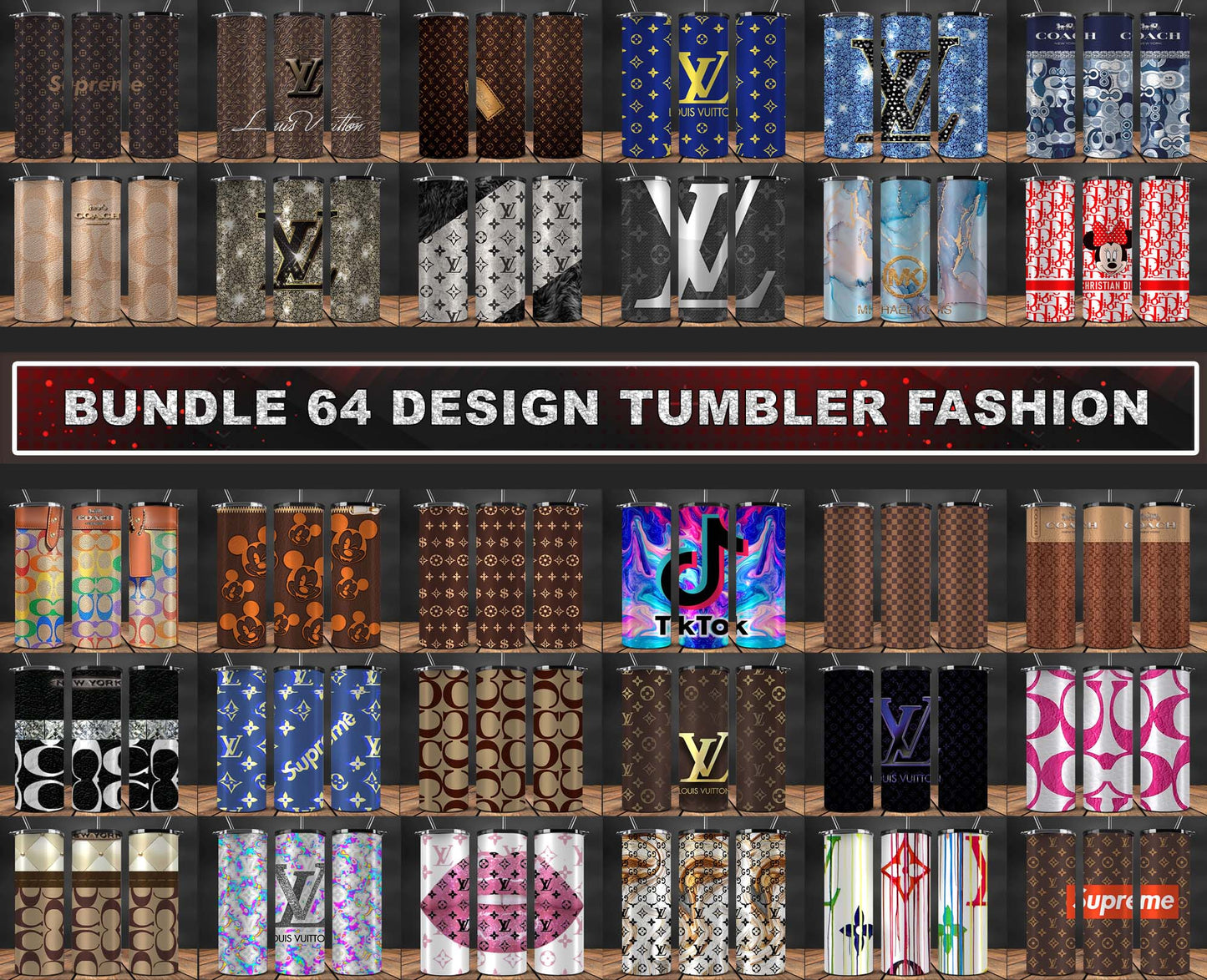 64 Design Brand Logo Fashion Tumbler Designs Bundle 2023 ,Tumbler Logo Brand 114