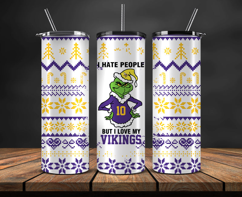 Minnesota Vikings Christmas Tumbler Png,NFL Merry Christmas Png, NFL Christmas Tumbler Wrap 128