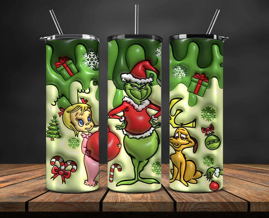 Christmas 20oz Tumbler Wrap PNG, Christmas 3D Inflated Puffy Png 129