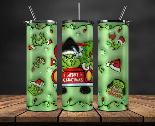 Christmas 20oz Tumbler Wrap PNG, Christmas 3D Inflated Puffy Png 12