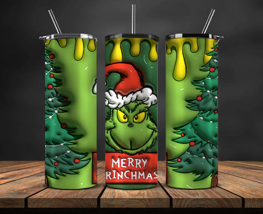 Christmas 20oz Tumbler Wrap PNG, Christmas 3D Inflated Puffy Png 131