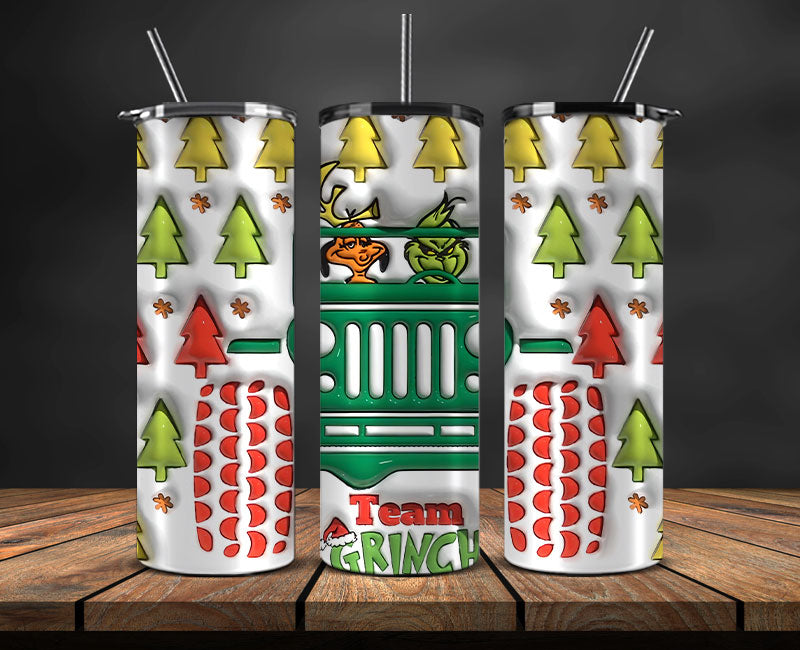 Christmas 20oz Tumbler Wrap PNG, Christmas 3D Inflated Puffy Png 133