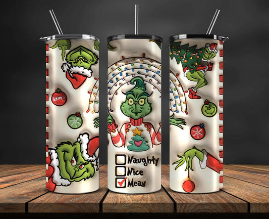 Christmas 20oz Tumbler Wrap PNG, Christmas 3D Inflated Puffy Png 135