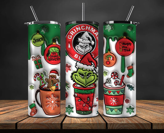 Christmas 20oz Tumbler Wrap PNG, Christmas 3D Inflated Puffy Png 139