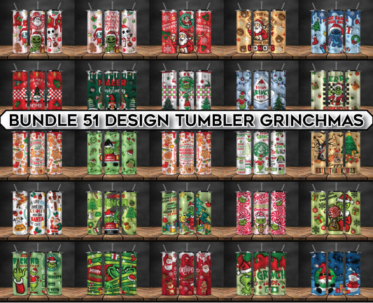 Bundle Christmas 20oz Tumbler Wrap PNG, Christmas 3D Inflated Puffy Png 155