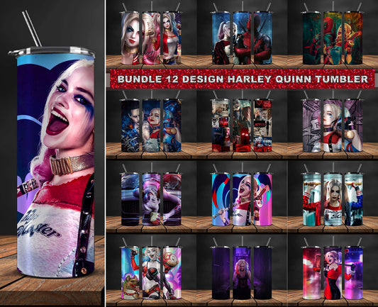 Bundle 12 Harley Quinn Tumbler Wrap, Harley Quinn Tumbler 20oz Png,Harley Quinn Tumbler 15