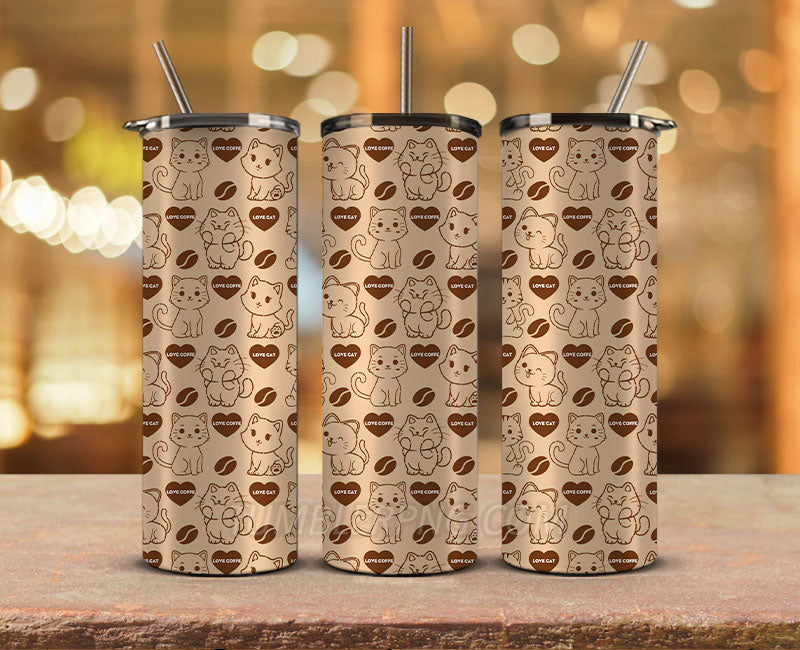 Coffee 20 oz Skinny Tumbler Sublimation Png, Coffee Tumbler Wrap 17