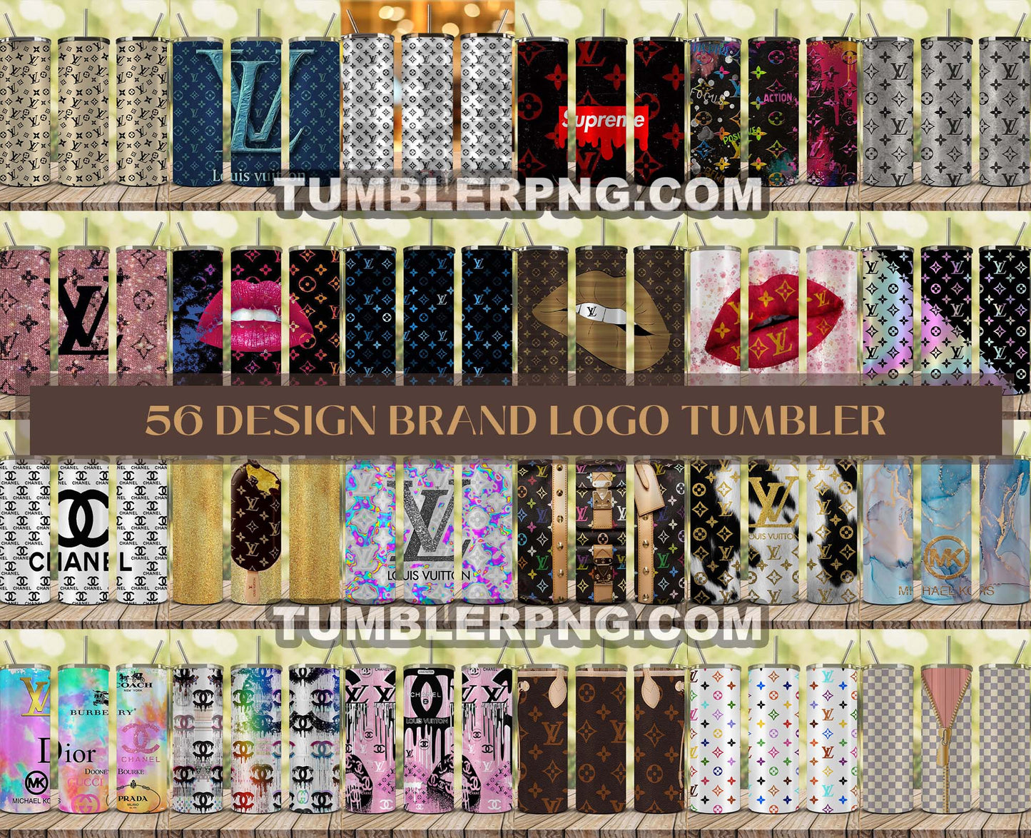 50 Tumbler Wraps 20 oz, Fashion Luxury Logo Tumbler Wrap Png Bundle, Logo Brand Tumbler , Logo Fashion , Skinny 20oz Sublimation , Tumbler Wrap Bundle Designs 12