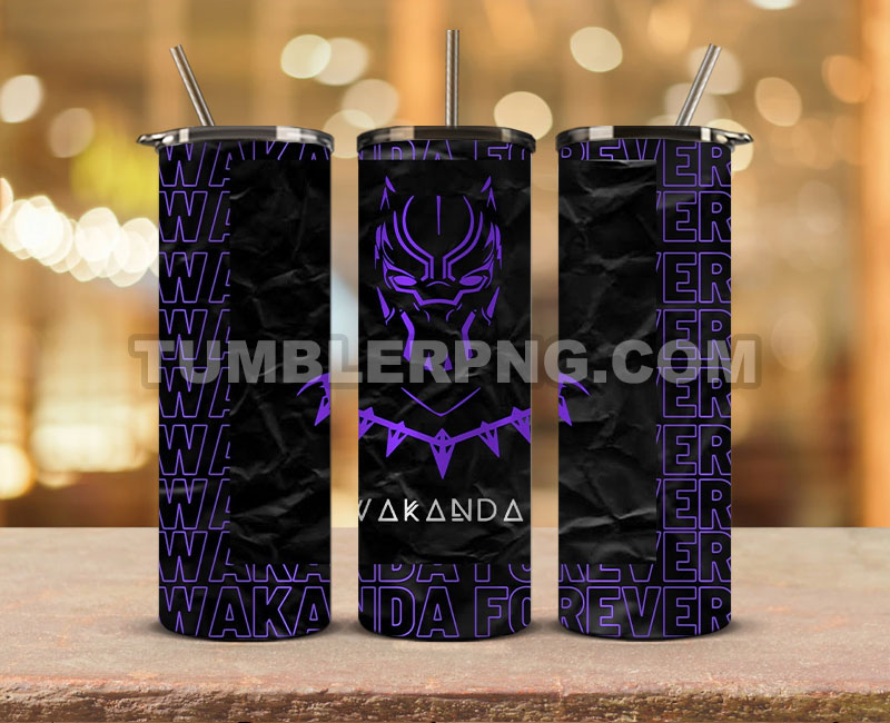 Wakanda Forever Black Panther Skinny Tumbler 20oz Sublimation DesignS for Straight Tumbler Design,Black Panther Tumbler Desing,Wakanda Forever wrap png, Marvel Heroes Tumbler Skinny 15