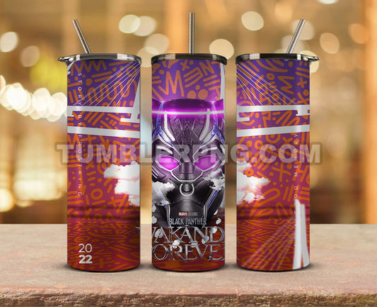 Wakanda Forever Black Panther Skinny Tumbler 20oz Sublimation DesignS for Straight Tumbler Design,Black Panther Tumbler Desing,Wakanda Forever wrap png, Marvel Heroes Tumbler Skinny 03