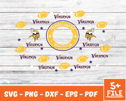 Minnesota Vikings Full Wrap Template Svg, Cup Wrap Coffee 21