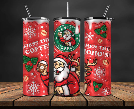 Christmas 20oz Tumbler Wrap PNG, Christmas 3D Inflated Puffy Png 23