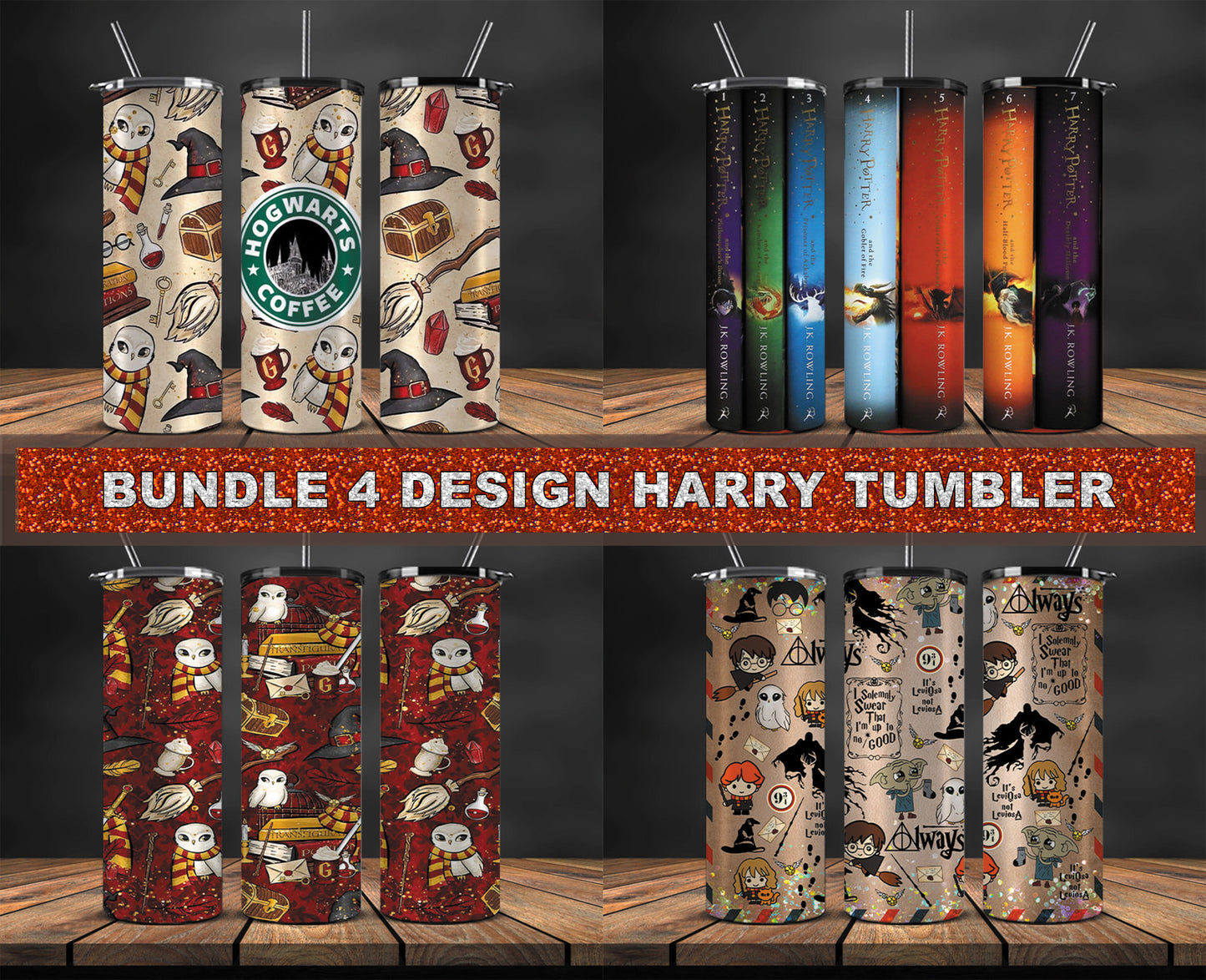 4 Design Mega Bundle of Harry Skinny Tumbler Template ,Harry Magic Tumbler, Magic Tumbler, Tumbler Wrap, Harry Tumbler Wrap 24