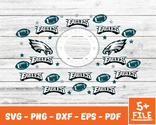 Philadelphia Eagles Full Wrap Template Svg, Cup Wrap Coffee 27