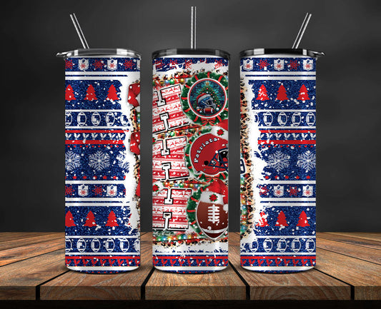 New England Patriots Christmas Ho Ho Ho Tumbler Wrap,  NFL Patterns Christmas Png 28