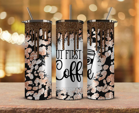 Coffee 20 oz Skinny Tumbler Sublimation Png, Coffee Tumbler Wrap 28