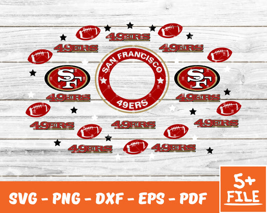 San Francisco 49ers Full Wrap Template Svg, Cup Wrap Coffee 29